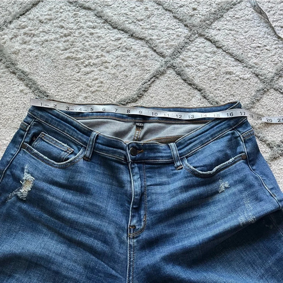 Judy Blue jeans slim fit mid rise dark wash distressed 32 - Picture 7 of 9